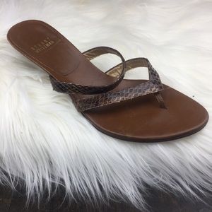 STUART WEITZMAN, SNAKE EMBOSSED BROWN LEATHER, 6.5